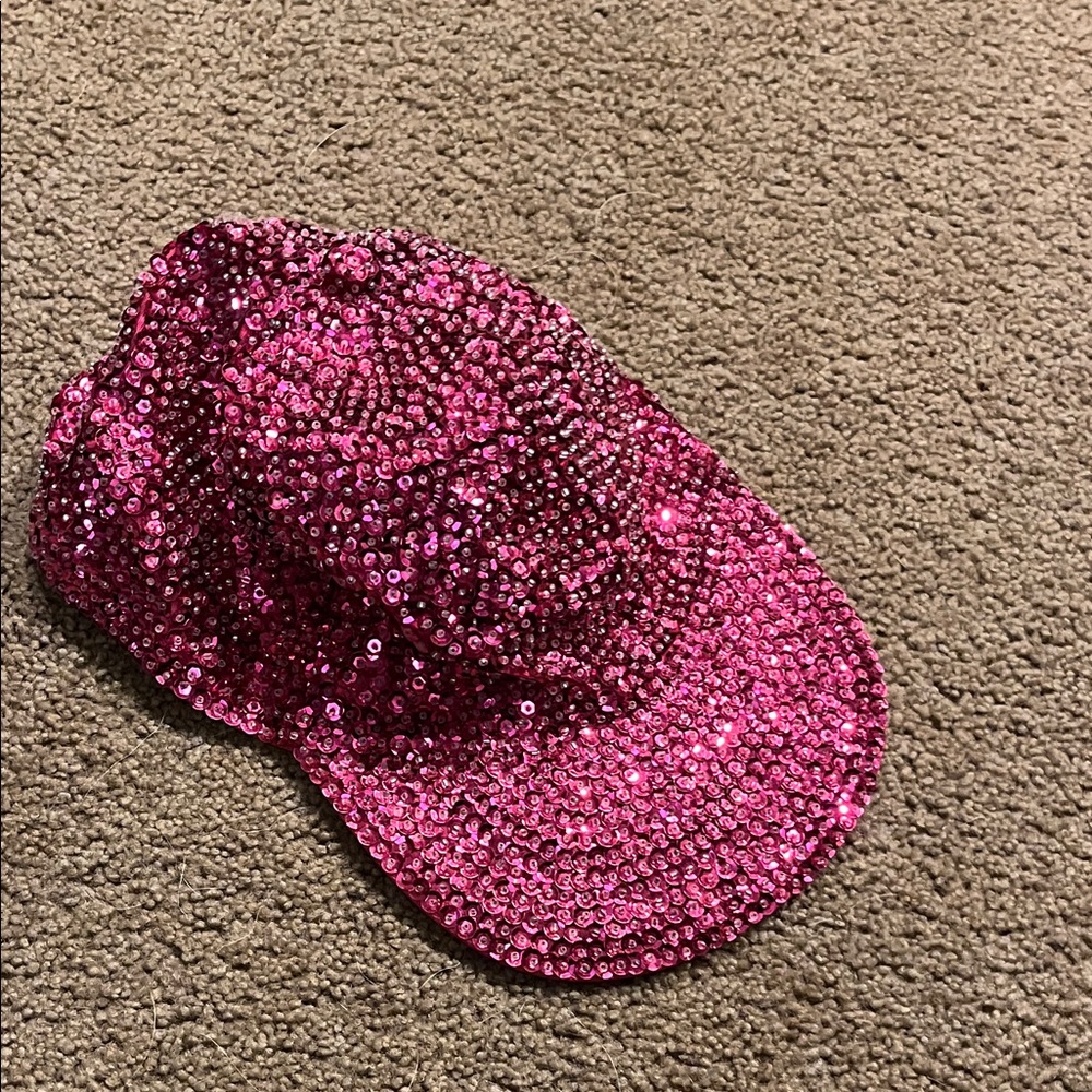 Vintage 80’s Sparkling Pink Sequin Baseball Cap